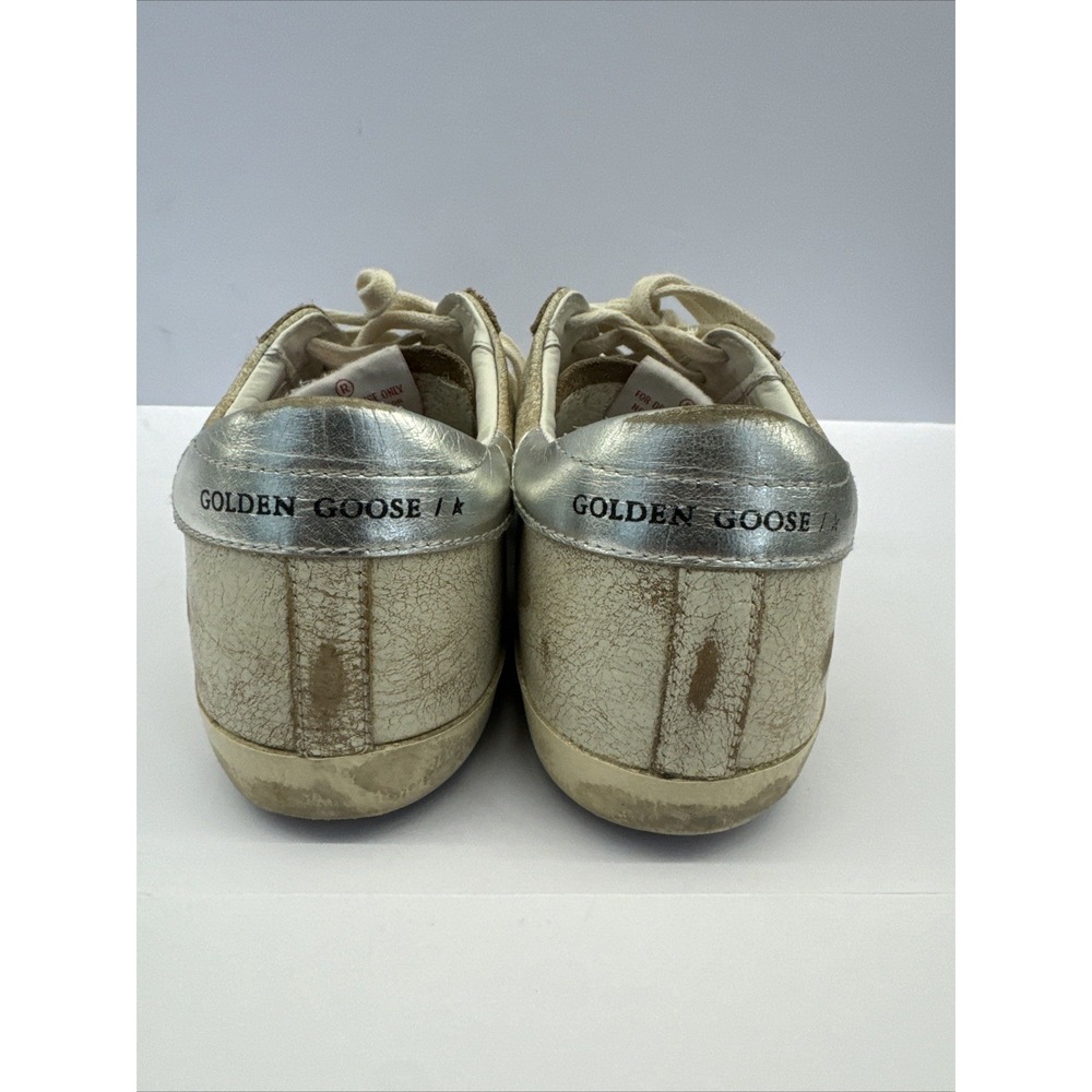 Golden Goose Superstar Sneakers White Leather Blue Star Distressed Low Top SZ 37 - Picture 9 of 16